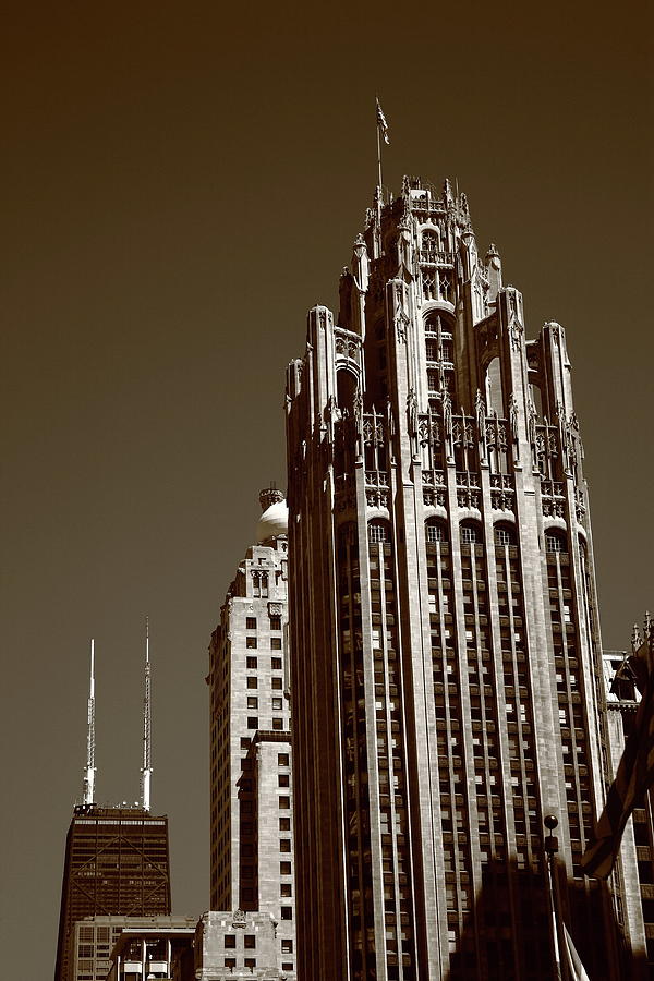 Chicago Skyscrapers 2010 #9 Sepia Photograph by Frank Romeo