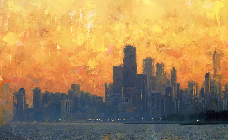 Chicago Sunset Digital Art by Glenn Galen