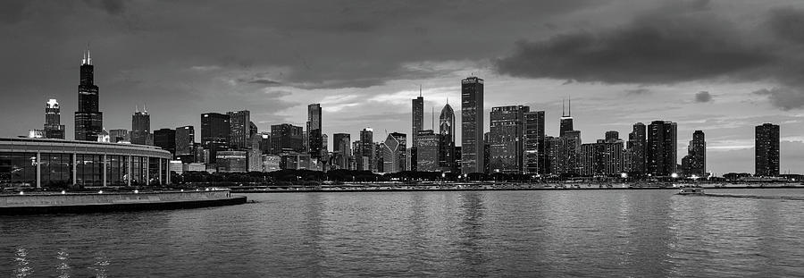 Chicago Sunset In Black And White Photograph