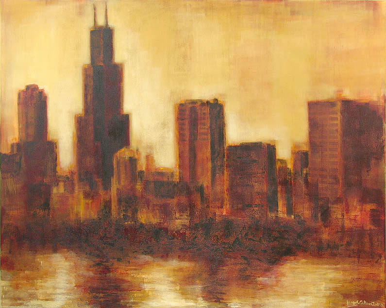 Jazz Painting - Chicago Sunset by Joseph Catanzaro