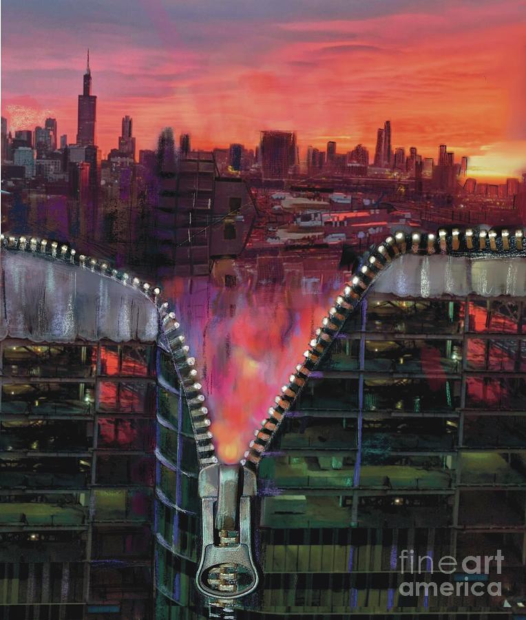 Chicago Sunset Unzipped  Digital Art by Suki Michelle