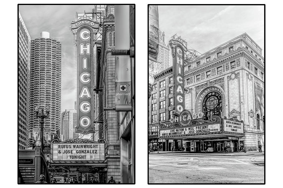 Chicago Theatre Black and White Photograph by Sharon Popek