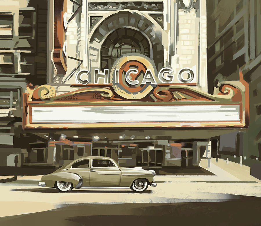 Chicago Digital Art - Chicago Theatre Vintage 2 by Bekim M