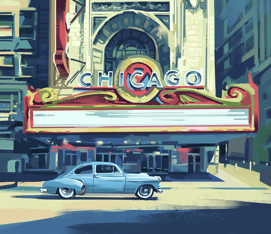 Chicago Digital Art - Chicago Theatre Vintage by Bekim M
