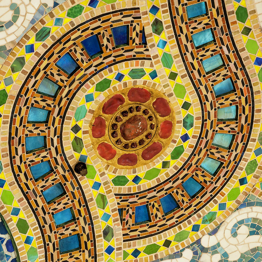 Chicago Tiffany Mosaic Dome Closeup Photograph