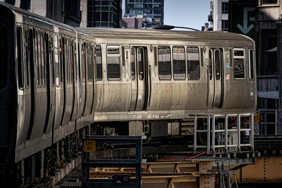 Chicago Trains On The L In Downtown Chicago Illinois Photograph