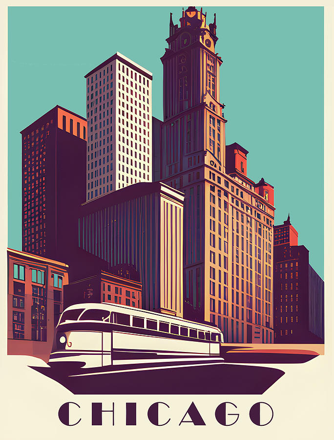 Chicago Tram Digital Art by Long Shot
