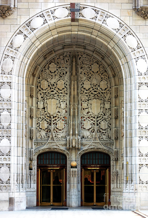 Chicago Tribune Tower Entrance Facade Photograph by John Rizzuto | Fine ...