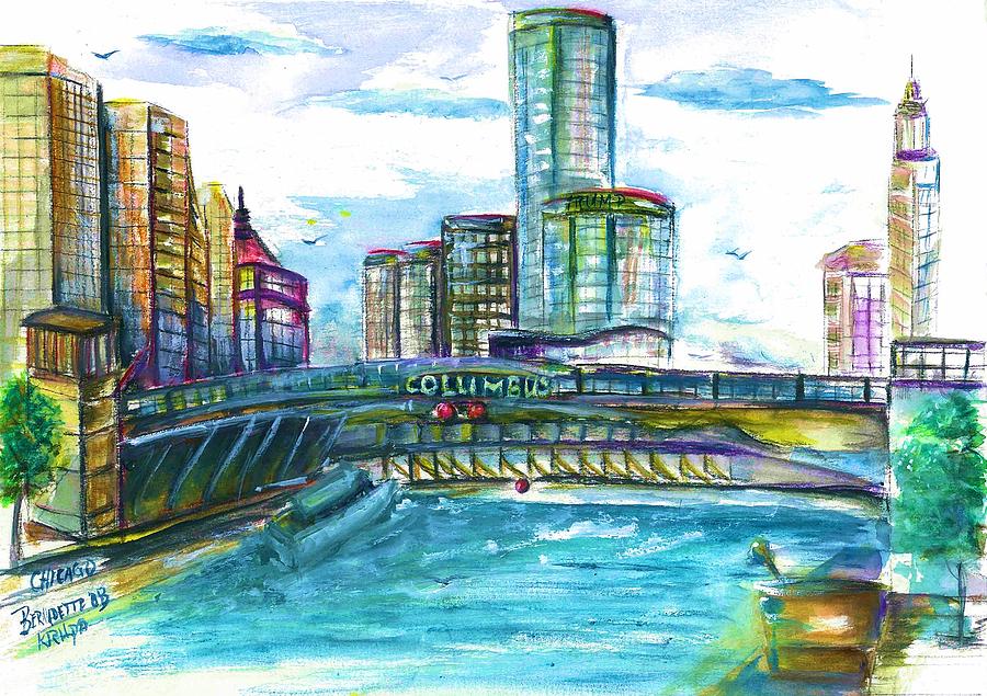 Chicago Waterway Painting by Bernadette Krupa
