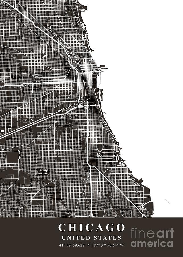 Chicago - United States Wolf Plane Map Photograph by Tien Stencil ...