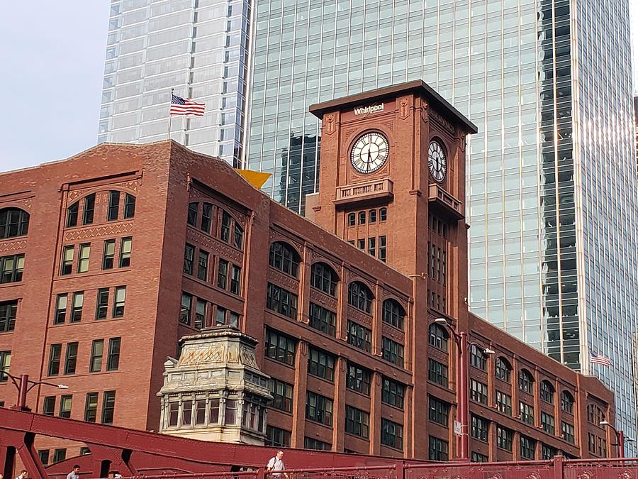 Chicago Whirlpool Building Clock Photograph by Janice Buffalow