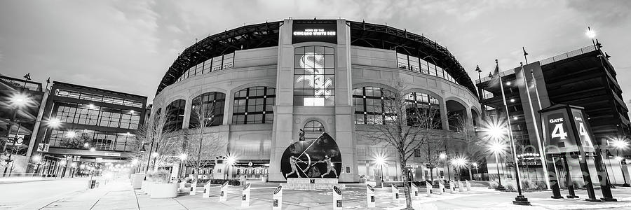 Chicago White Sox Ballpark Black and White Panoramic Photo Photograph by Paul Velgos