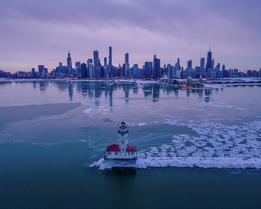 Chicago Winter Lighthouse Photograph by Bobby K