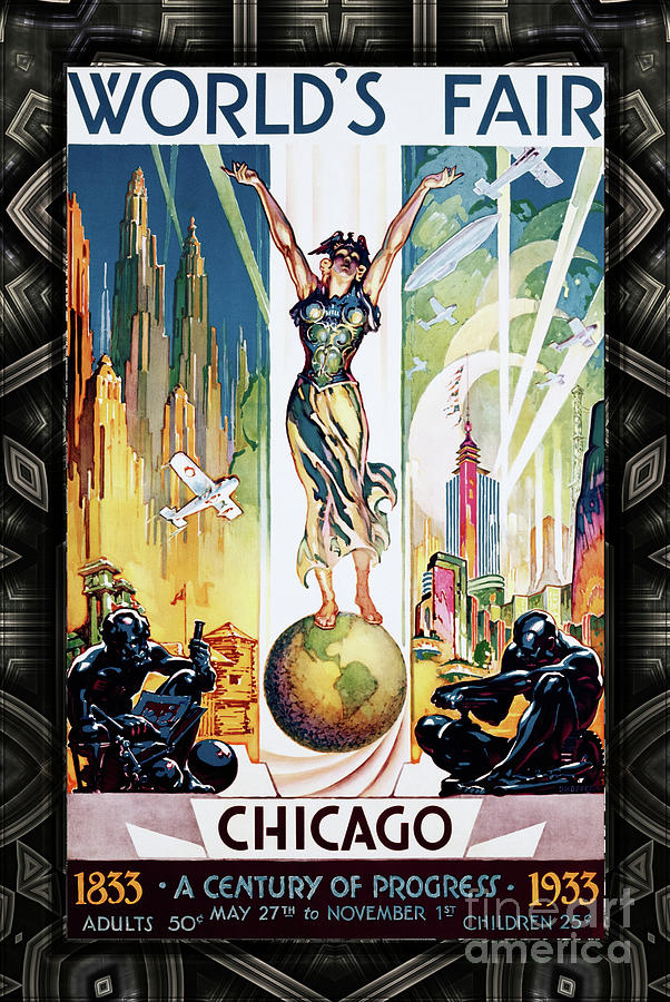 Chicago Worlds Fair - A Century of Progress Vintage Art Poster Painting by Rolando Burbon