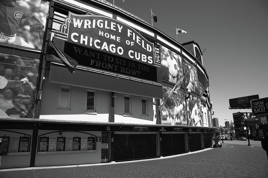 Chicago - Wrigley Field 2010 #1 BW Photograph by Frank Romeo