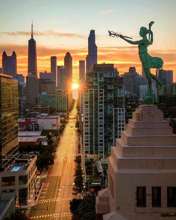 Chicago Photograph - Chicagohenge Sunrise by Adam Romanowicz