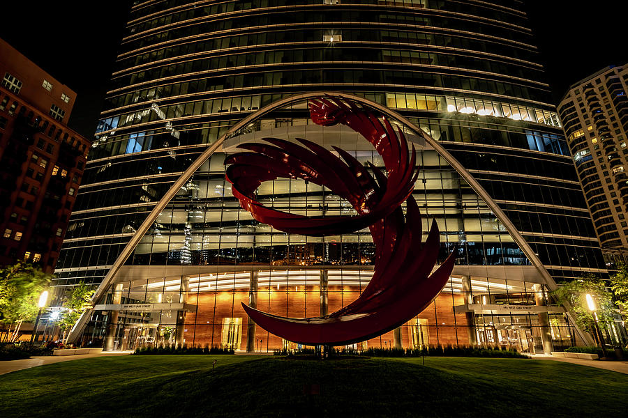 Chicagos Constellation sculpture silhouetted at night Photograph by Sven Brogren