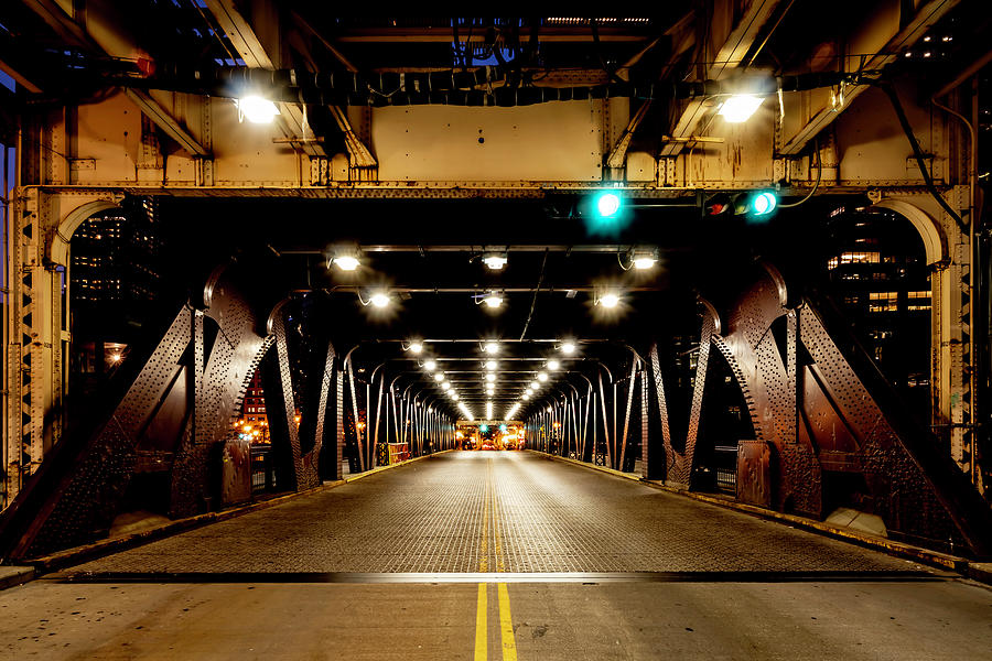 Chicagos Lake street bridge one lonely night Photograph by Sven Brogren