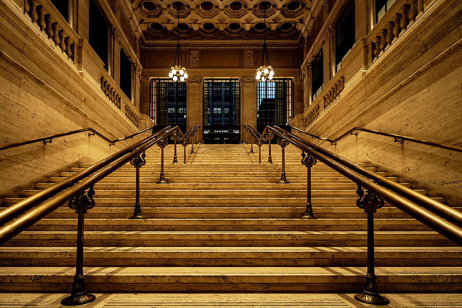 Chicagos Union Station Vintage marble stairs Photograph by Sven Brogren