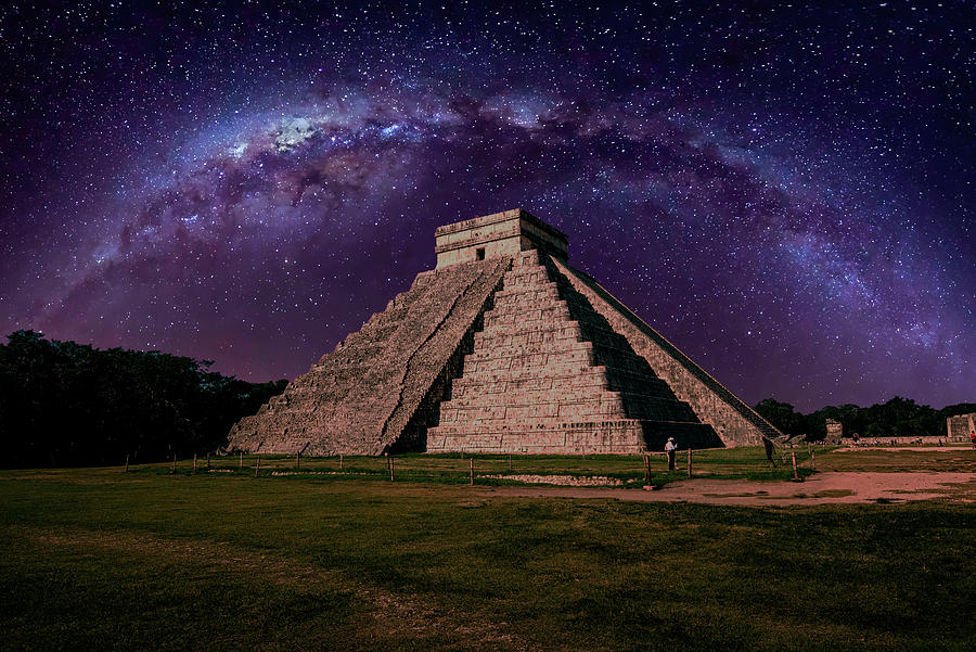 Pyramid Pyrography - Chichen Itza at night by Alberto Lama