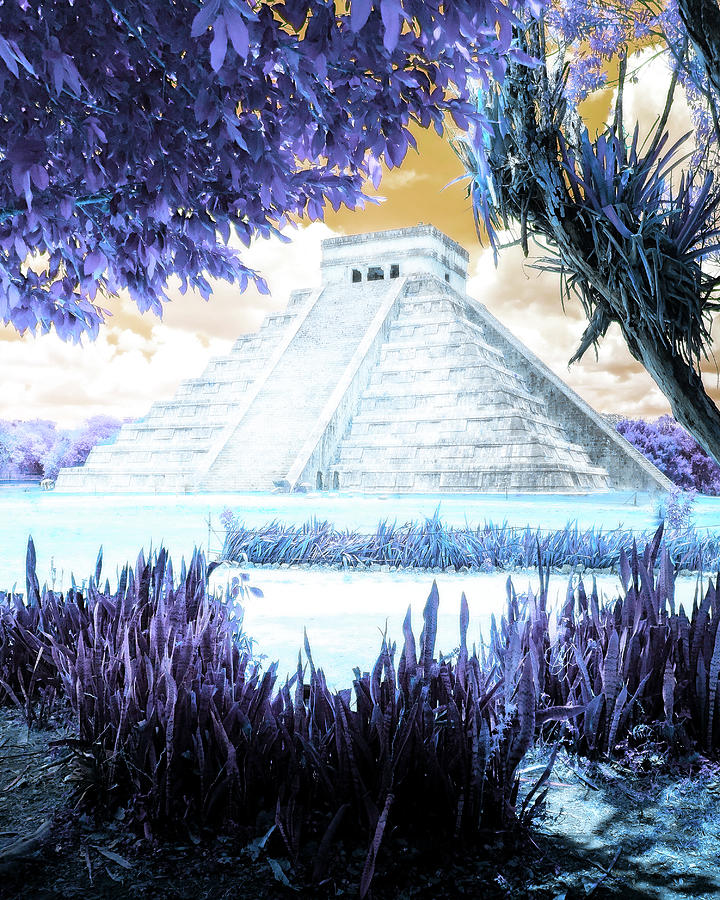 Abstract Painting - Chichen Itza Yuc Mexico infrared by Celestial Images