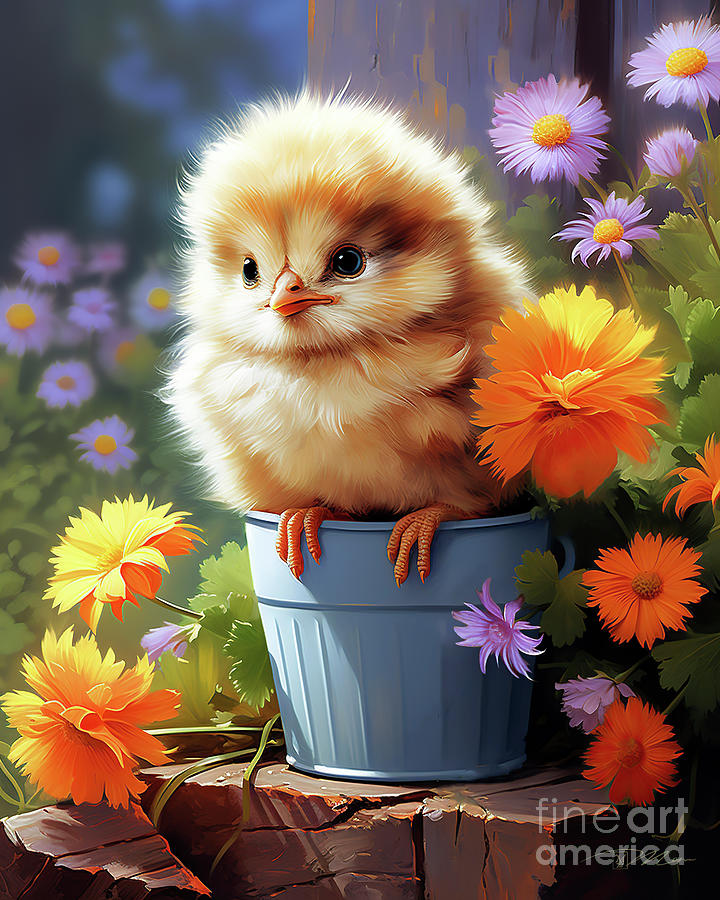 Chick in the Garden Digital Art by Momart - Fine Art America