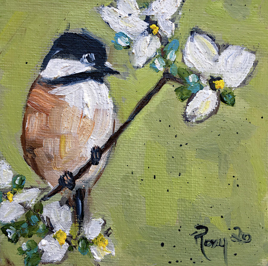 Chickadee 2 Painting by Roxy Rich