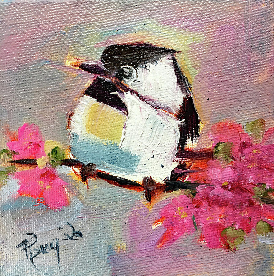 Chickadee 5 Painting by Roxy Rich