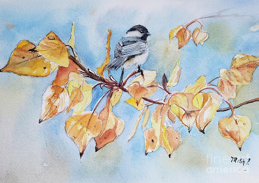 Nature Painting - Chickadee and Aspen by Patricia Pushaw