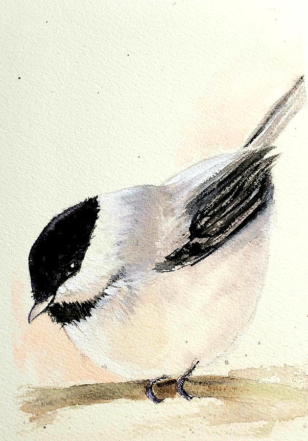 Chickadee Baby Painting by Deahn Benware