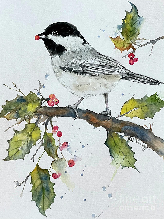 Chickadee Bird Painting by Hilda Vandergriff