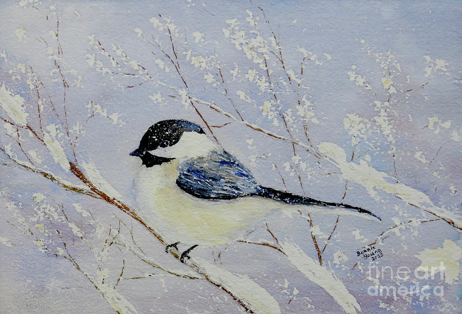 Chickadee Painting by Bonnie Young