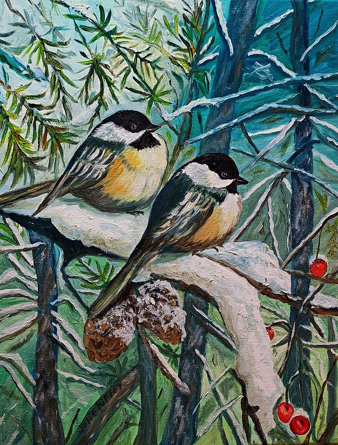 Chickadee Chubbies Painting by Julie Brugh Riffey