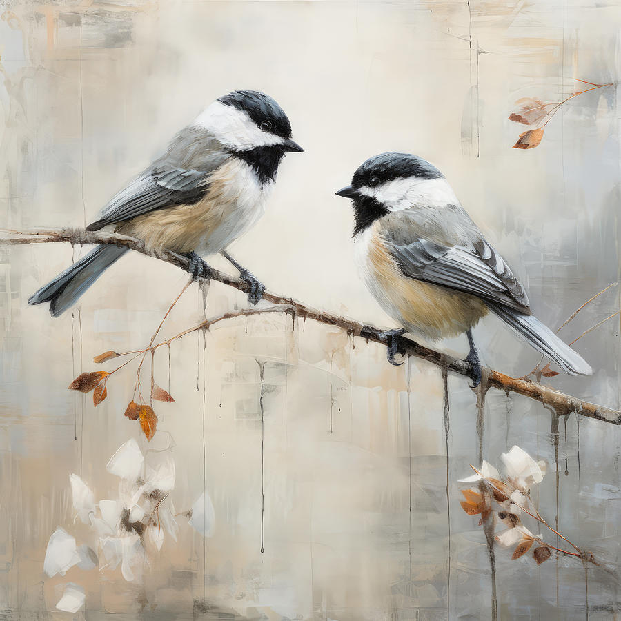 Chickadee Painting - Chickadee Couple Art by Lourry Legarde