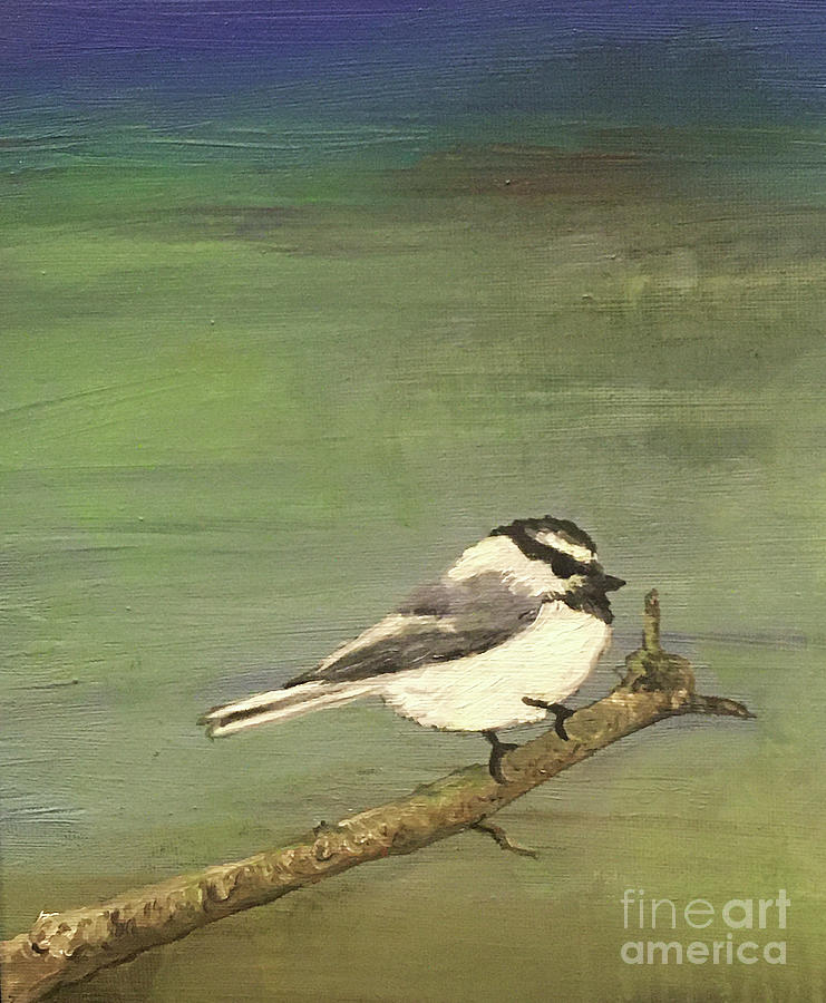 Chickadee dee dee Painting by Shelley Myers