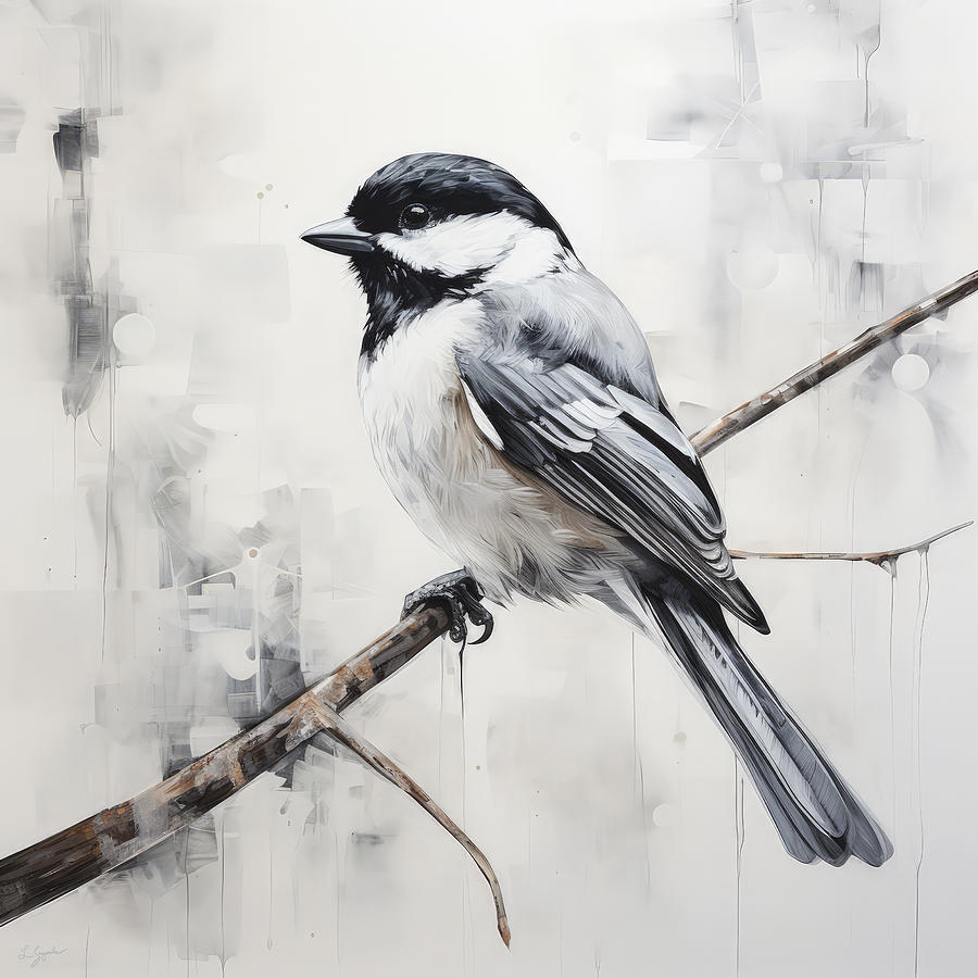 Chickadee Emerges from the Hush Painting by Lourry Legarde