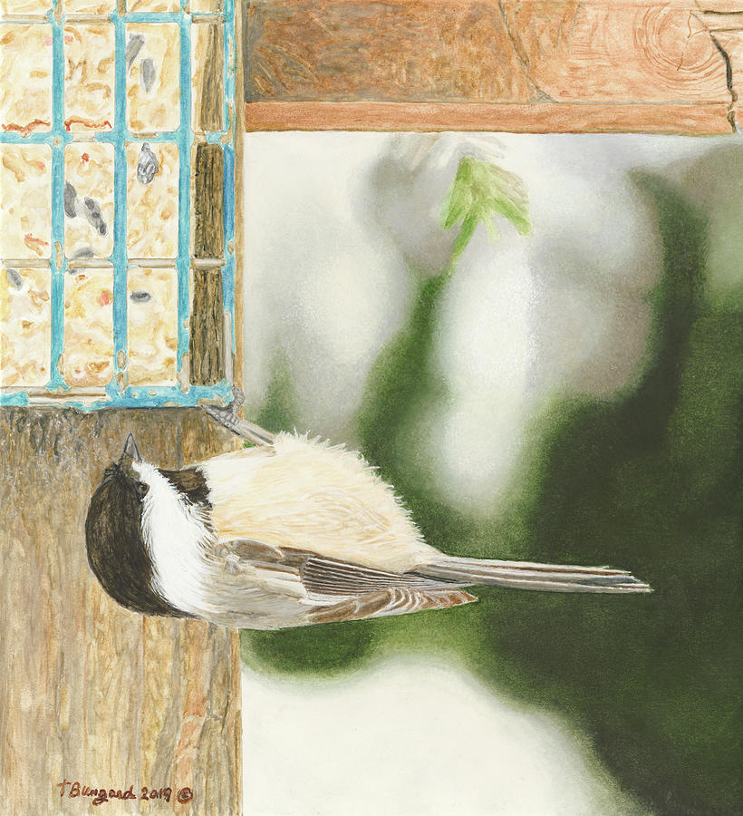 Chickadee Hang Out Painting by Terry Bungard