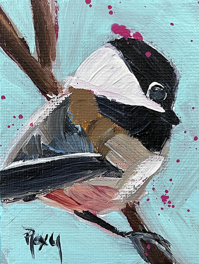 Chickadee Painting by Roxy Rich
