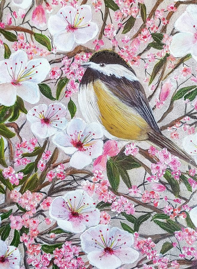 Chickadee Symphony Painting by Teri Merrill