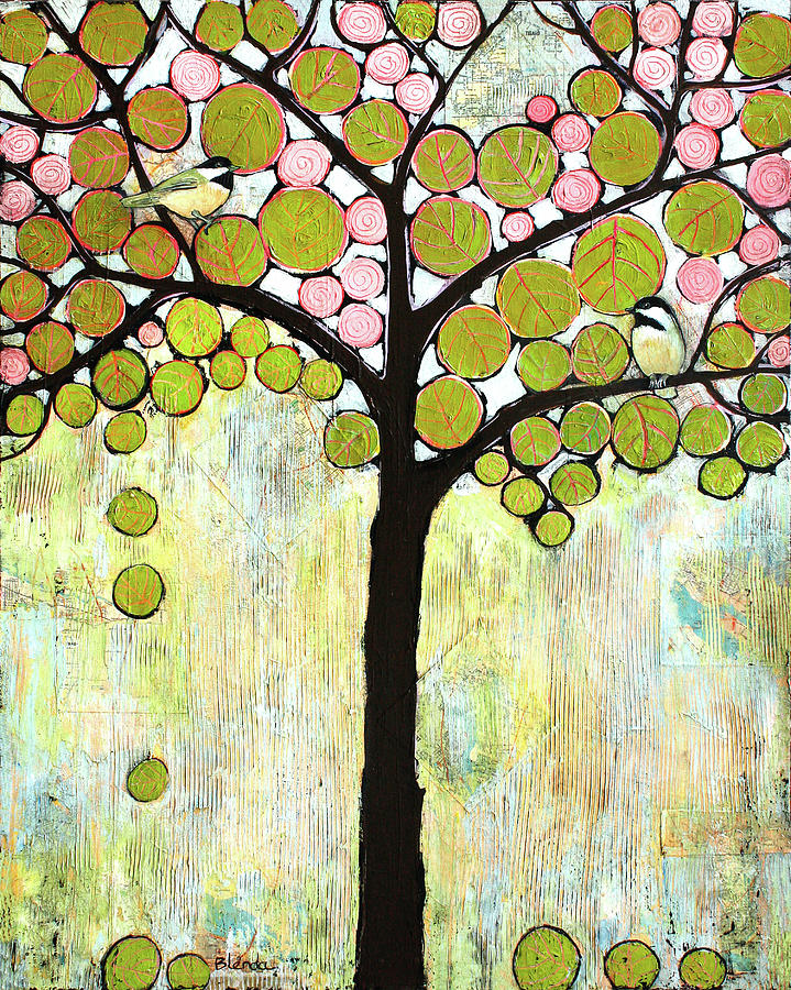 Chickadee Tree Painting by Blenda Studio
