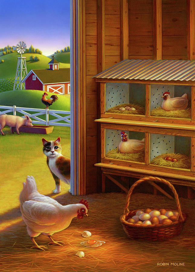 Chicken and the Egg Painting by Robin Moline