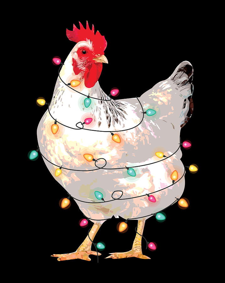 Chicken Christmas Lights With Santa Hat Funny Pajamas Digital Art by ...