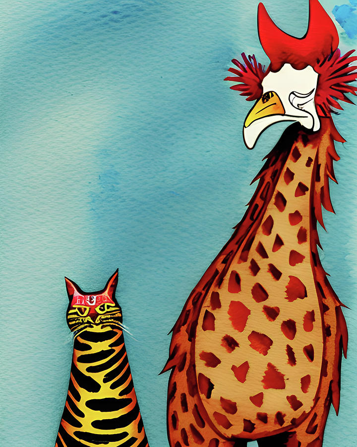 Chicken Head and Cat Digital Art by Bob Pardue