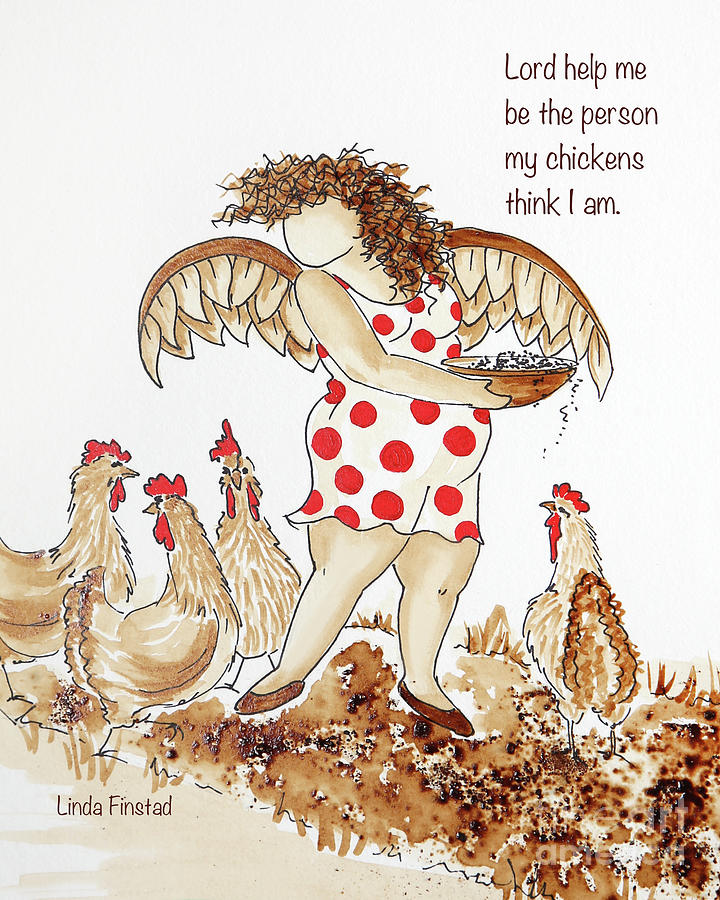 Chicken lady Painting by Linda Finstad | Fine Art America