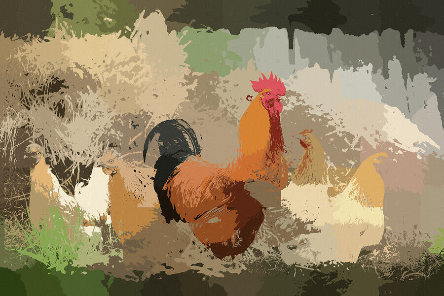 Chicken Love Abstract  Digital Art by Shelli Fitzpatrick