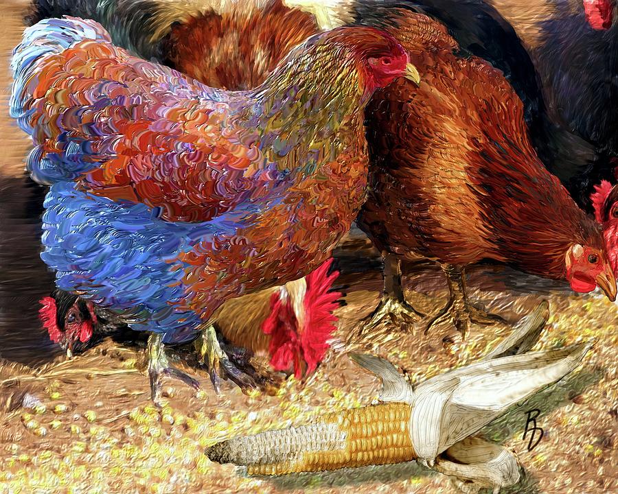 Chicken Peckin Digital Art by Ric Darrell