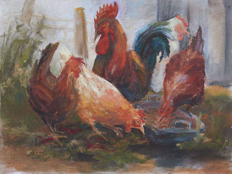 Chickens Drawing by Barbara Pommerenke Chickens Drawing by Barbara Pommerenke