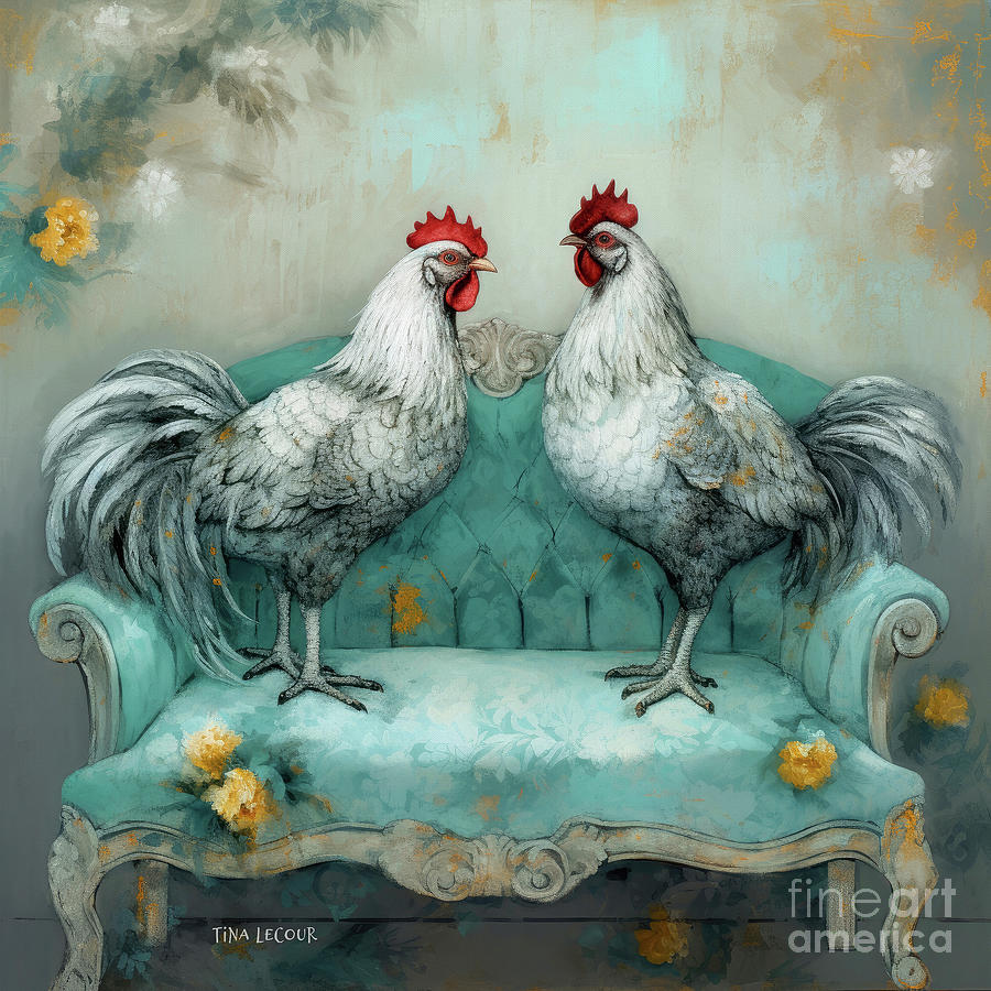 Chickens On The Sofa Painting by Tina LeCour