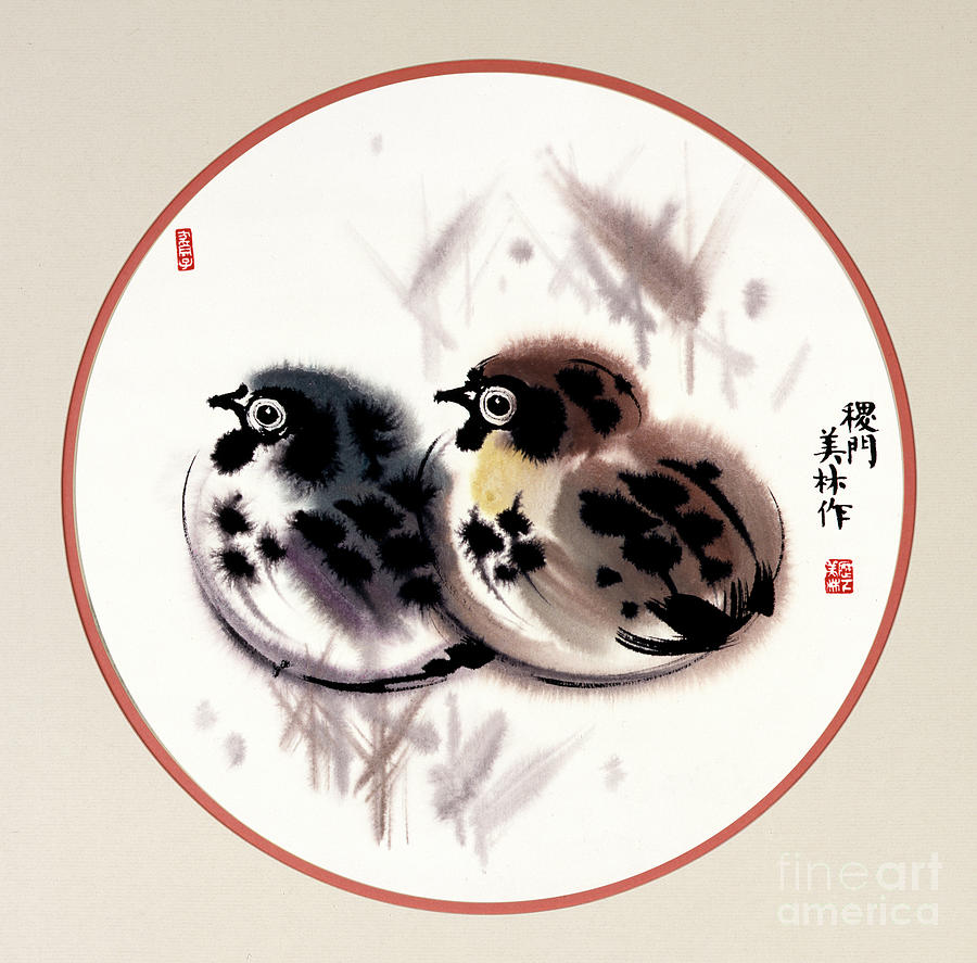 Spotted Birds Painting by Han Meilin