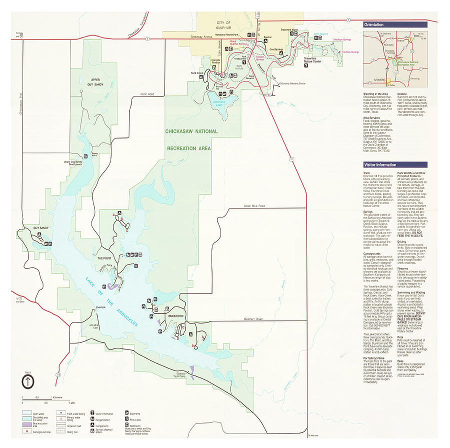 Chicksaw National Recreation Area Map 1998 Tennessee Park Atlas Drawing ...